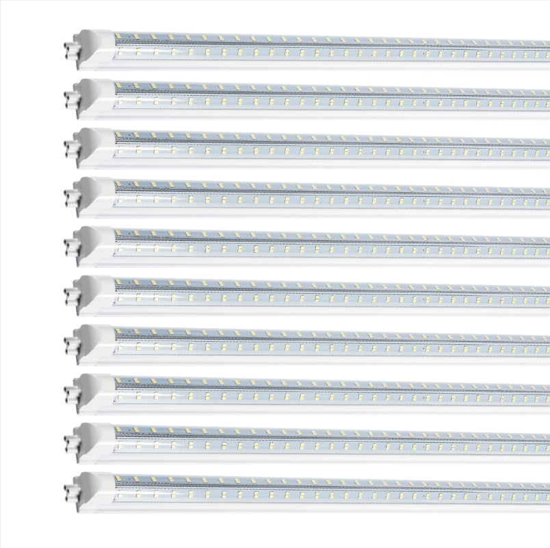 LED Shop Light 100W 13000LM 6500K 8FT 270° Angel 4 Row LEDs V Shaped Integrated Fixture, T8 Tube Light, Cool White, Clear Cover, Higher Brightness, LED Shop Lights For Garage Warehouse Workshop10 Pack