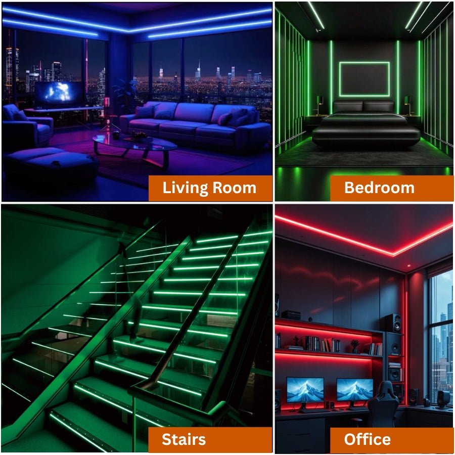 12V COB LED Strip Light RGB 16ft/5m 840 LEDs/m, 65,000 Hour Lifespan, Color Changing, Dot-Free Indoor Tape Light for Gaming Setup, Desk, Mirror, Bed Frame, Accent Walls - Flexible, Cuttable (LED Only, No Power Supply Included) - UL Listed
