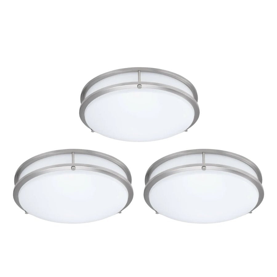 12" Ultra Thin LED Flush Mount Ceiling Light - 24W with 5 Color Temperatures 2700K/3000K/3500K/4000K/5000K, Slim 0.67in Round Surface Mount Fixture, Ideal for Laundry, Closets, Pantries, Hallways & Bathrooms - White Finish