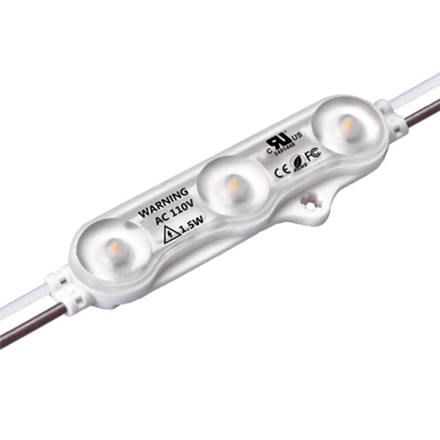 LED Modules SMD 2835 1.5W 100pcs Set - Red/Green/White, 390LM/Module, 110V/220V Direct Power, IP65 Waterproof, 130LM/W, CRI 90+, Dimmable, UL Certified, 50,000 Hrs, 3-Year Warranty, 48FT Length