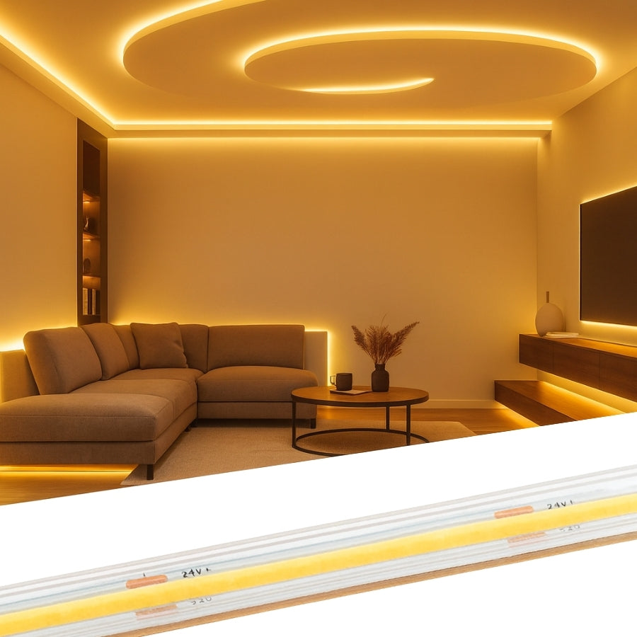 32ft (10m) Waterproof COB LED Strip Light - 24V, High CRI 90+, 146 LEDs/ft Dot-Free Seamless Glow, IP65 Waterproof, Dimmable, UL Listed, 36,000 Hrs, 3-Year Warranty