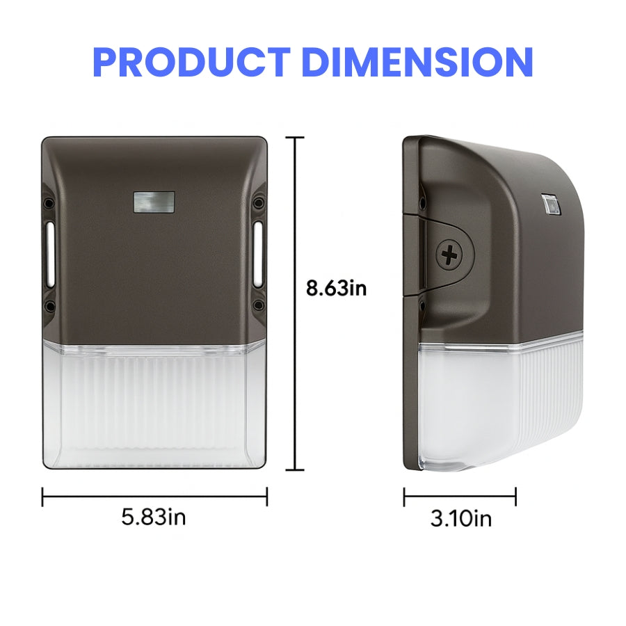 20W Mini LED Wall Pack Light - 2850 Lumens, 5700K Daylight, Dimmable, UL & DLC Listed, IP65 Waterproof, 3-Year Warranty