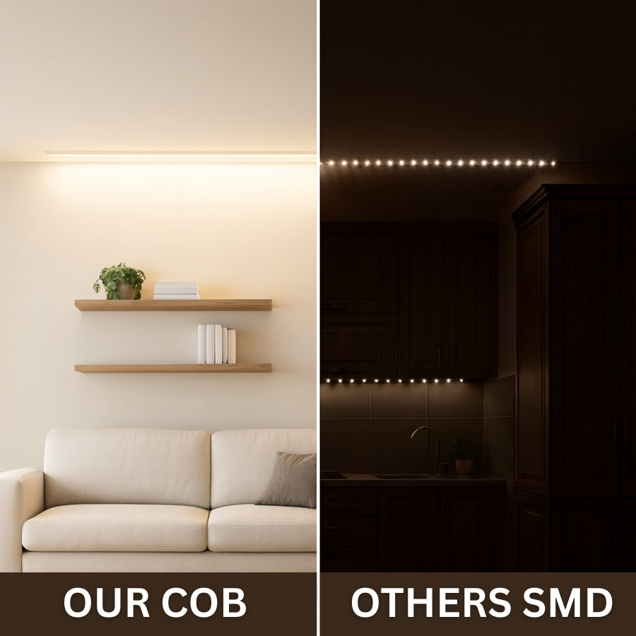 32ft (10m) Waterproof COB LED Strip Light - 24V, High CRI 90+, 146 LEDs/ft Dot-Free Seamless Glow, IP65 Waterproof, Dimmable, UL Listed, 36,000 Hrs, 3-Year Warranty
