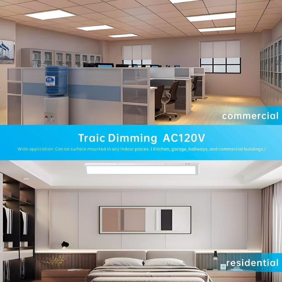 2x2FT LED Flat Panel Light Surface Mount Ceiling Light, 5CCT 3000K/3500K/4000K/5000K/6500K 120V TRIAC Dimmable, 40W 5100 Lumens, Flush Mount or Drop Ceiling for Office, Kitchen Garage, 2 Pack