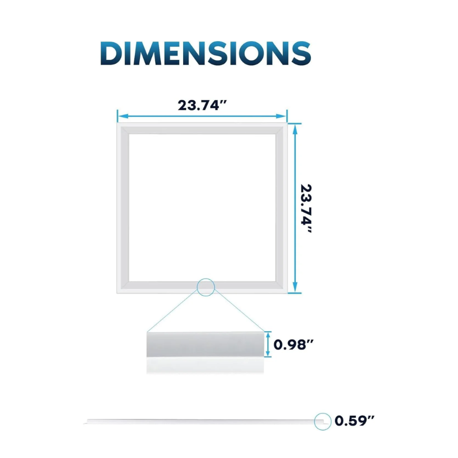 2x2 FT Edge-Lit Frame and T-grid LED Panel Lights,5CCT Selectable 3000K-6500K, 2600/3900/5200LM,20W/30W/40W Switch, Grid Drop Ceiling Lights,0-10V Dimmable,Damp Rated,100-277V,ETL Listed DLC Premium