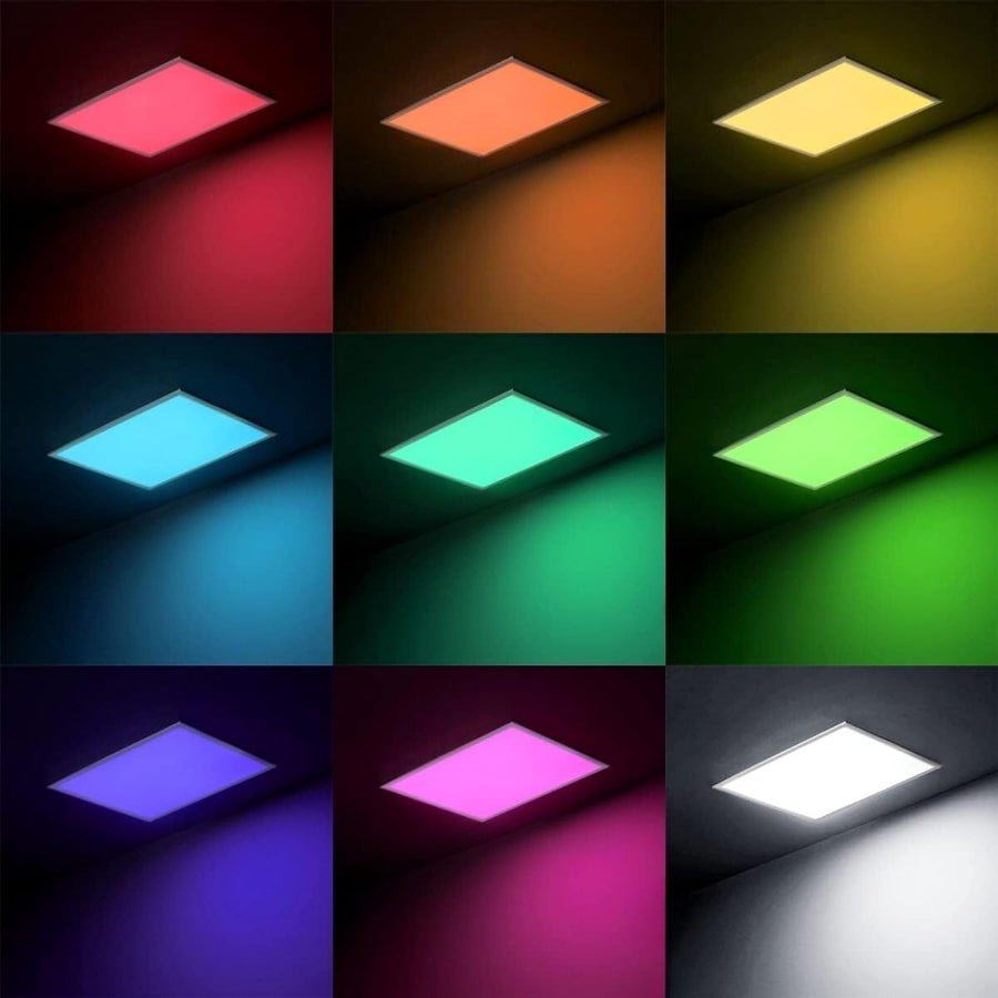 2x2 Smart LED Panel - Color Changing Light Panels, RGBW Multicolor 5000K, 40W 4400lm, Wi-Fi Drop Ceiling Light, Remote & App Controlled, Alexa/Google Compatible