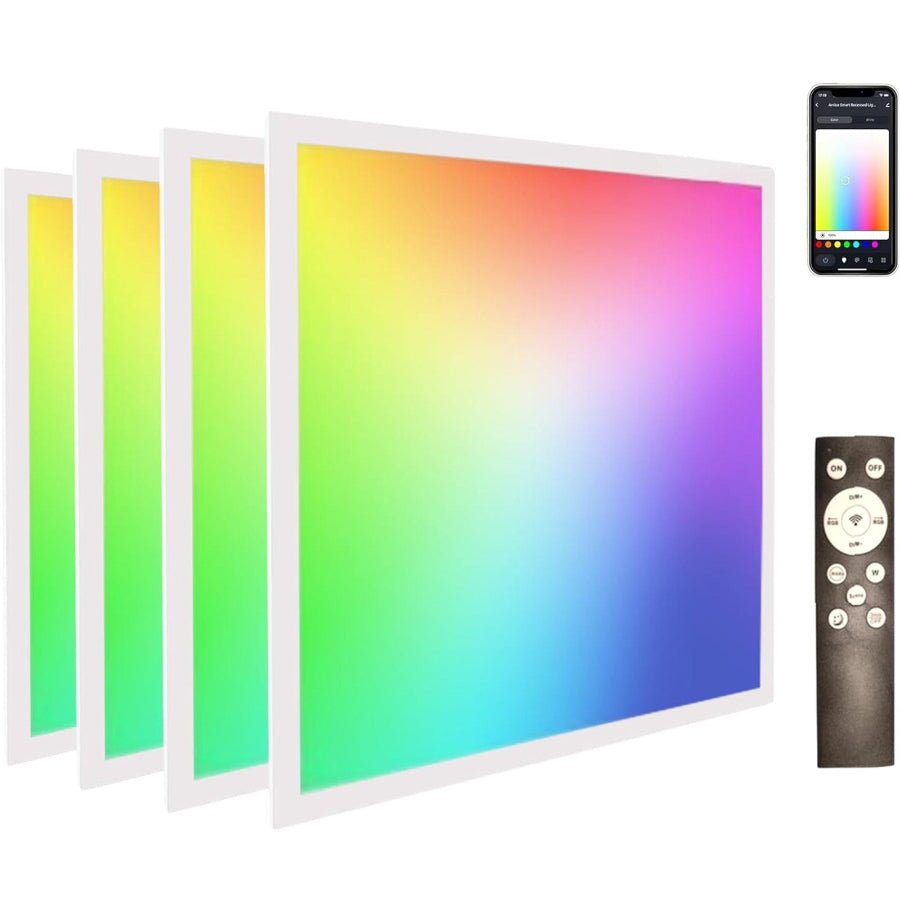 2x2 Smart LED Panel, Color Changing Light Panels, RGBW Multicolor 5000K, 40W 4400lm, Wi-Fi Drop Ceiling Light, Remote & App Controlled, Alexa/Google Compatible