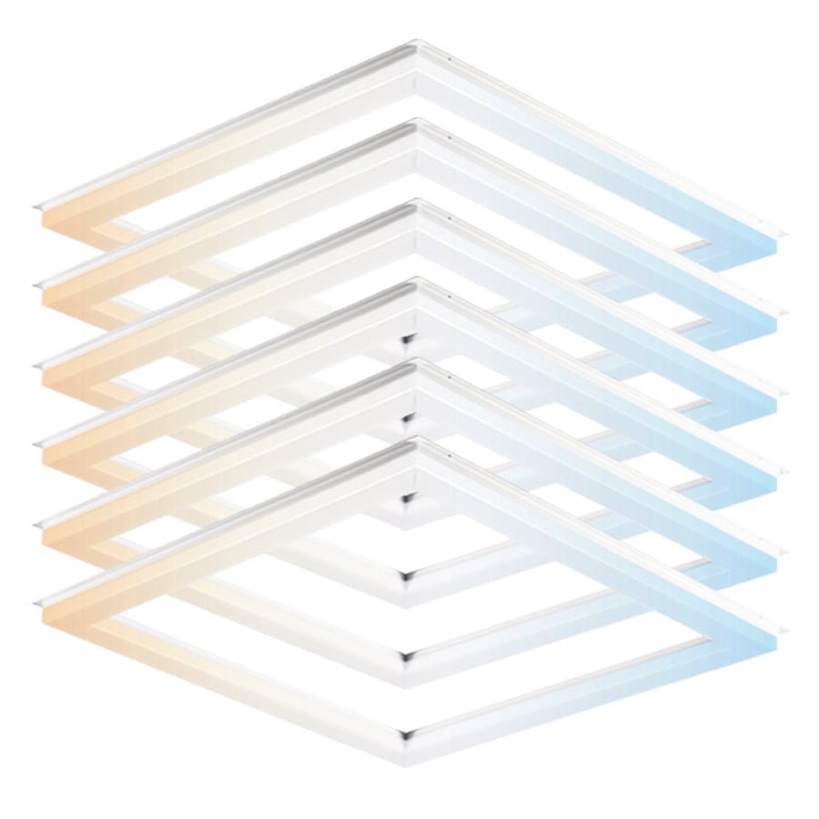2x2 LED Panel Light - Edge-Lit Frame, 5CCT Selectable 3000K-6500K, 20W/30W/40W, 2600-5200LM, 0-10V Dimmable Drop Ceiling Lights, ETL Listed (6 Pack)