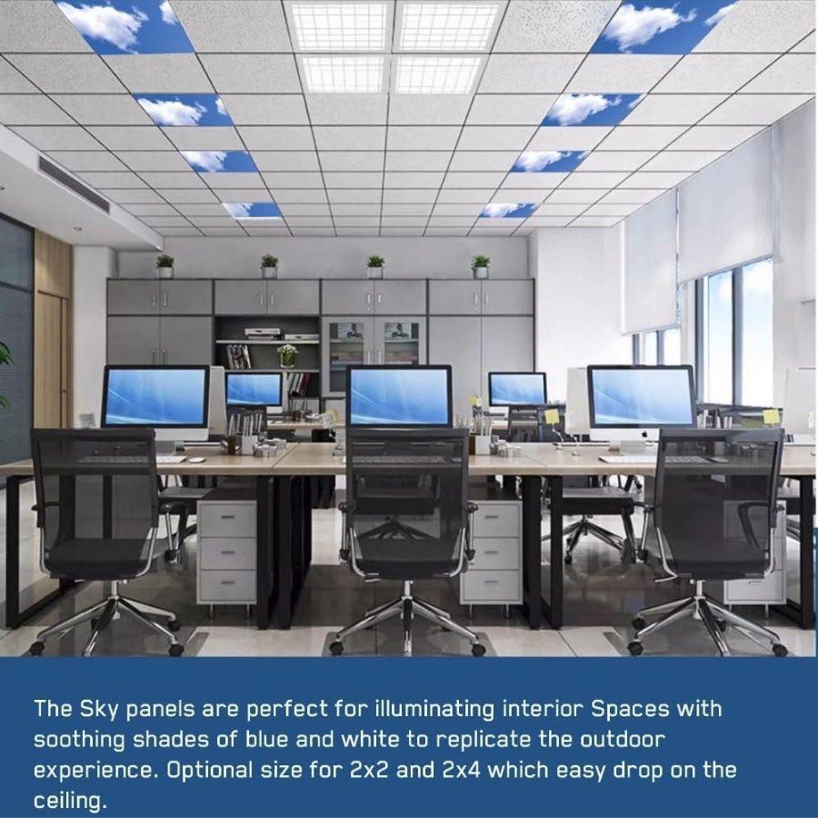 2x2 LED Sky Ceiling Panels - 40W Dimmable Flat Panel Light, 6500K, 5000LM, ETL Listed for Office Drop Ceiling Lights