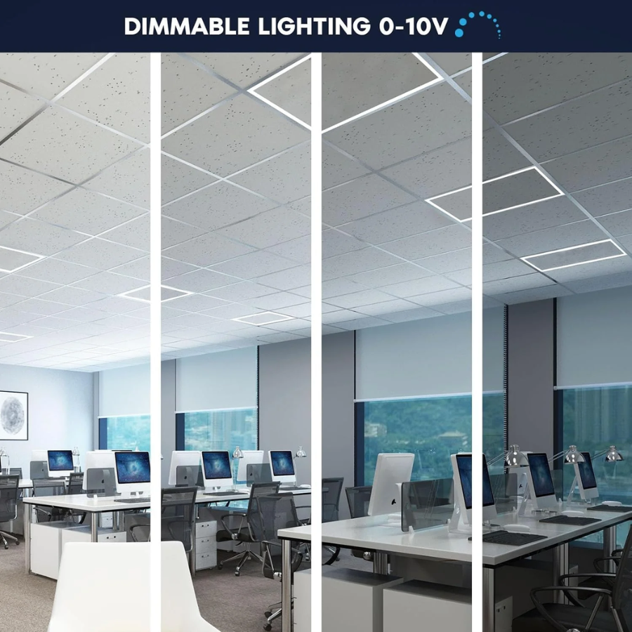 2x4 FT Edge-Lit Frame And T-Grid LED Panel Lights,5CCT Selectable 3000K-6500K, 5200/6500/7800LM,40W/50W/60W Switch, Grid Drop Ceiling Lights,0-10V Dimmable,Damp Rated,100-277V,ETL Listed DLC Premium