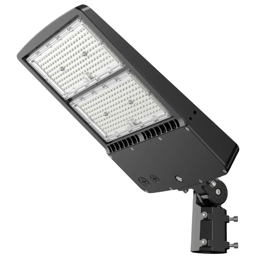 300W LED Parking Lot Light, 1000W Metal Halide Equivalent, 40,500 Lumens, 5700K Cool White, Dimmable 1-10V, IP65 Waterproof, Bronze Housing, Shoebox Mount, Inbuild Photocell,Surge protector, DLC 5.1 Premium, 120-277V, 3-Year Warranty