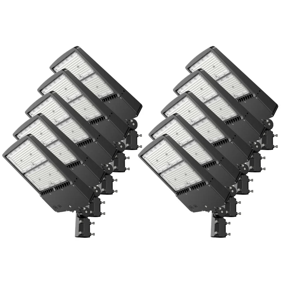 300W LED Parking Lot Light, 1000W Metal Halide Equivalent, 40,500 Lumens, 5700K Cool White, Dimmable 1-10V, IP65 Waterproof, Bronze Housing, Shoebox Mount, Inbuild Photocell,Surge protector, DLC 5.1 Premium, 120-277V, 3-Year Warranty
