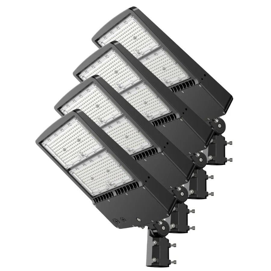 300W LED Parking Lot Light, 1000W Metal Halide Equivalent, 40,500 Lumens, 5700K Cool White, Dimmable 1-10V, IP65 Waterproof, Bronze Housing, Shoebox Mount, Inbuild Photocell,Surge protector, DLC 5.1 Premium, 120-277V, 3-Year Warranty