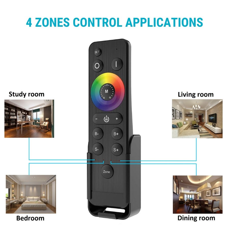 BTF-LIGHTING RGBCCT RC03RFB RF Remote 4-Zones Group Control | PWM LED Controller for LED Strips | Compatible with Alexa, Google Home, Smart Life & Tuya Smart APP