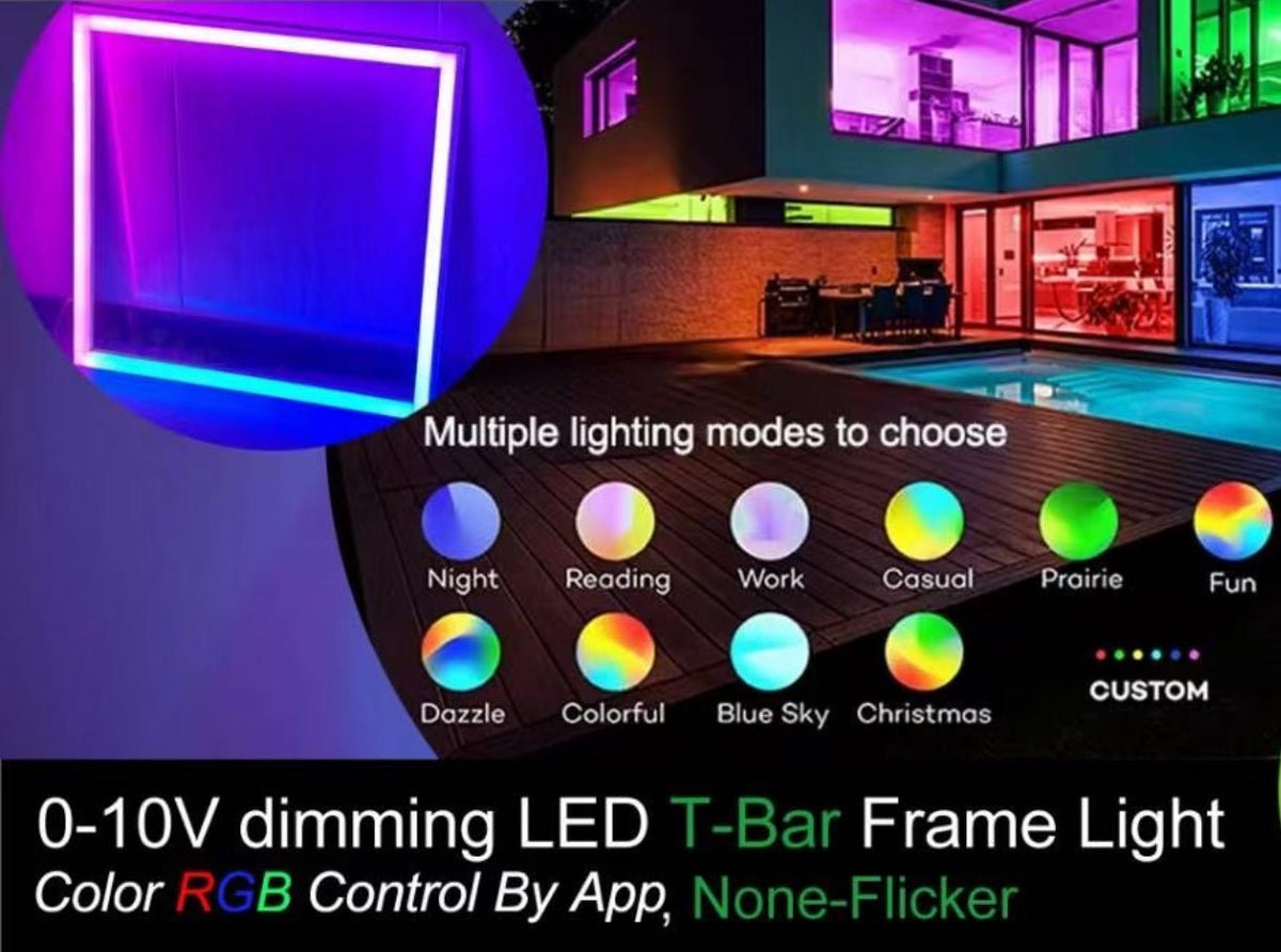 2x2 LED Panel Light - RGB Multicolor Edge-Lit, 40W 4400LM, Smart Wi-Fi Drop Ceiling Light, Remote & App Controlled, Works With Alexa/Google (6 Pack)