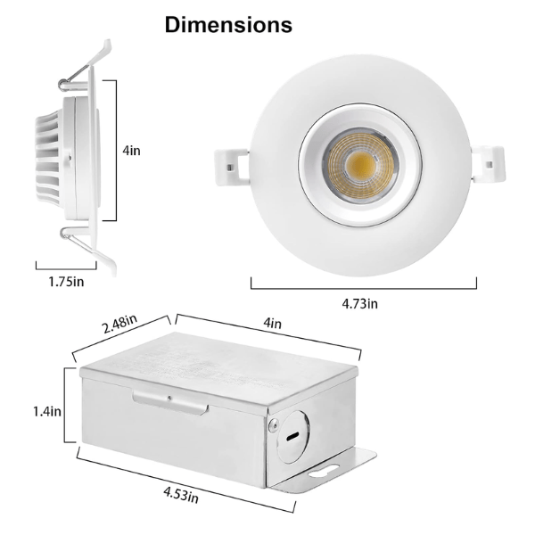 LED Recessed Ceiling Lights, 3 Inch Dimmable 5CCT Ultra-Thin with Junction Box, 8W Canless Slim Panel Downlight, 2700K/3000K/3500K/4000K/5000K, IC Rated, ETL