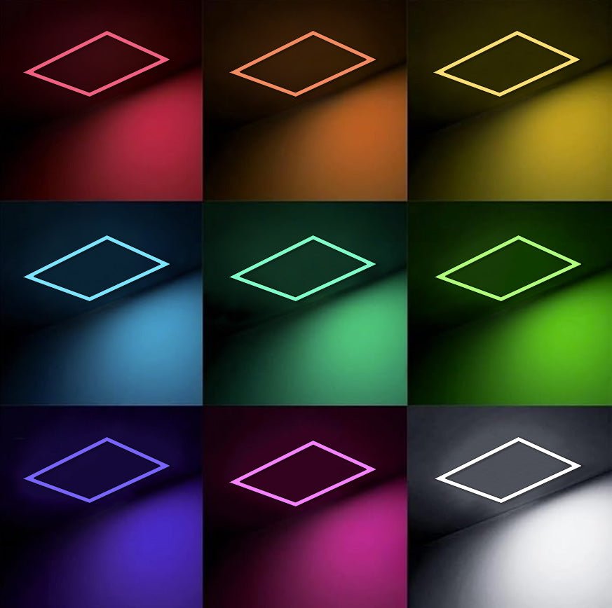 2x2 LED Panel Light - RGB Multicolor Edge-Lit, 40W 4400LM, Smart Wi-Fi Drop Ceiling Light, Remote & App Controlled, Works With Alexa/Google (6 Pack)