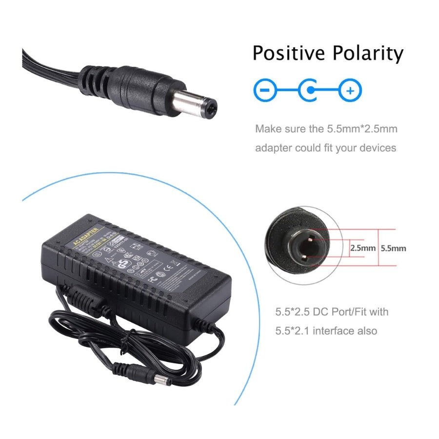 12V DC Power Adapter Supply 6A - AC 100-240V 50/60Hz to DC 12V 6A 72W Converter Transformer Charger, 5.5mm x 2.5mm Plug for LED Strips, CCTV, Router, LCD Monitor