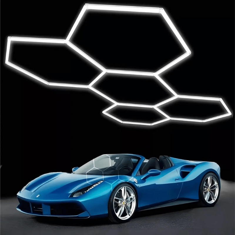 LED Garage Lights - 192W Hexagon LED Shop Ceiling Lamp, 23040LM, 6500K Daylight, Linkable Plug-In Fixture for Workshop, Gym, Car Care, Warehouse, LED Lighting for Garage Ceiling