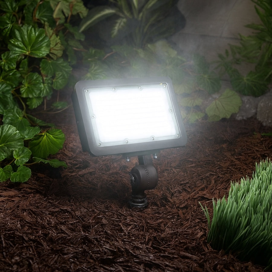 LED Flood Light - Knuckle Mount, Selectable Wattage (30W/40W/50W) & CCT (3000K/4000K/5000K), 7,250 lm, 200W MH Equivalent, IP65 Waterproof, Integrated Photocell, UL/DLC Certified, Dimmable 0-10V, 50,000 Hrs, 3-Year Warranty