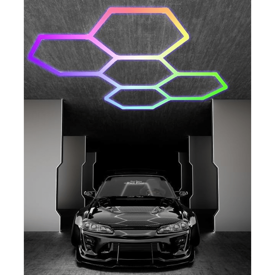 Hexagon Garage Lights RGB - Honeycomb Light With 358 Color Modes, Hex Grid LED Ceiling Lighting, Remote & Smart App Control, IP54 LED Lights For Garage, Gym, Gaming Room, Bar, Party, Hexagon Wall Lights - 24 Pieces
