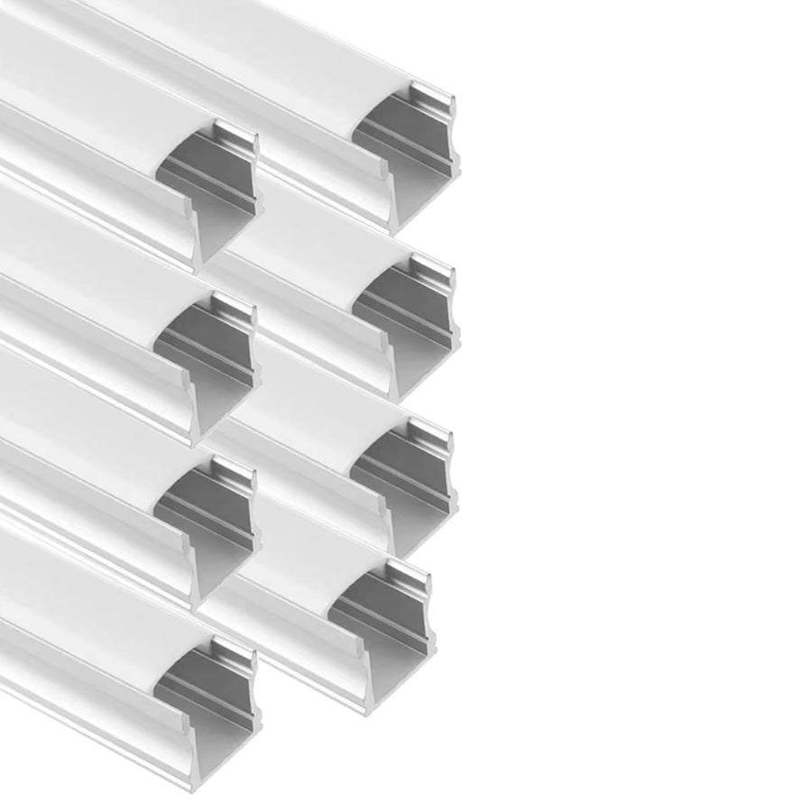 6.6ft/2M Spotless LED Aluminum Channel,Flat Milky Diffuser Deep Aluminum Channel Profile Track Extrusion for LED Strip Light Width Up to 12mm