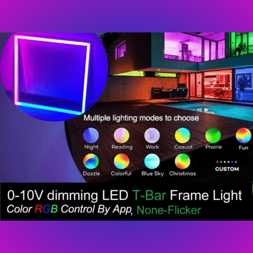 LED Drop Ceiling Lights - 2x4 FT RGB Multicolor Smart Drop Ceiling Light Fixtures, 60W 6600lm, App & Remote Control, Alexa & Google Compatible (6 Pack)