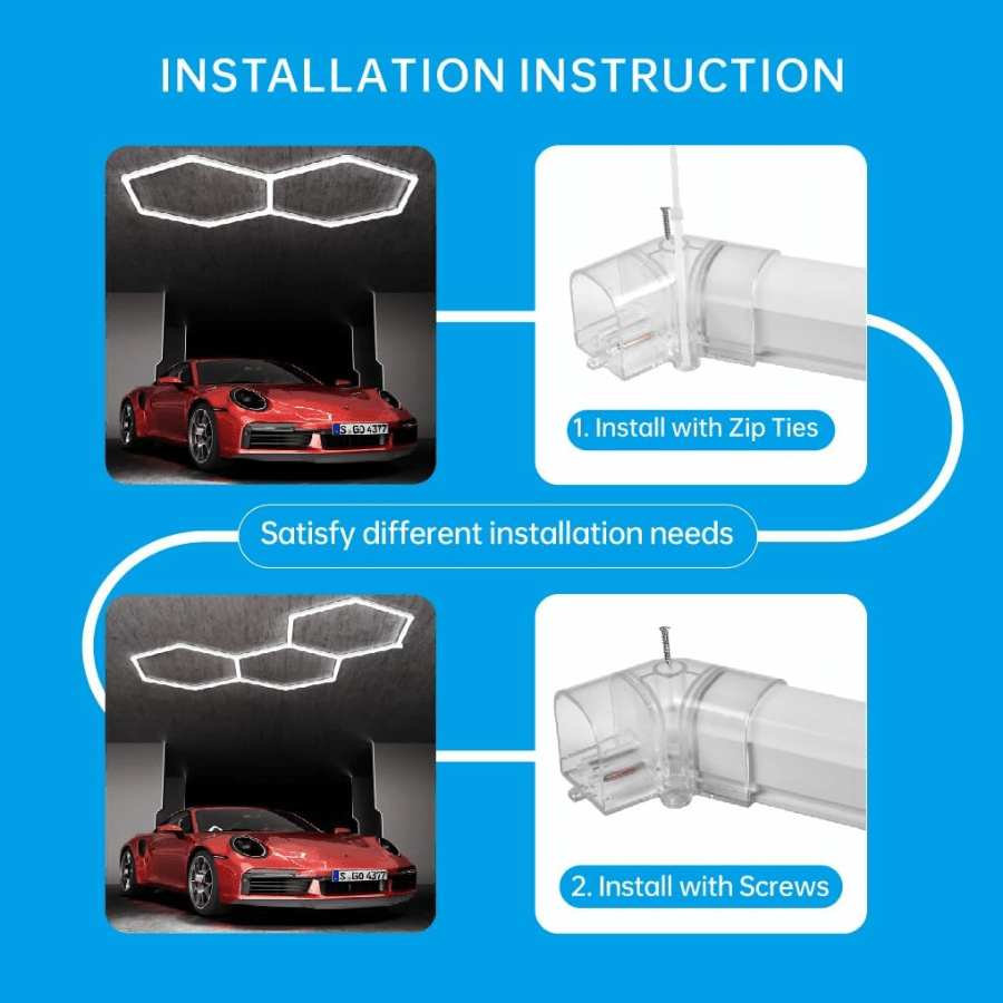 Hexagon Garage Light 128W 15360lumens 6500K 3 Honeycomb Ceiling Hex Lights Hexagon LED Lights For Garage Gym Basement Warehouse Auto Beauty Shop Car Detailing Hair Salon Workshop Lighting