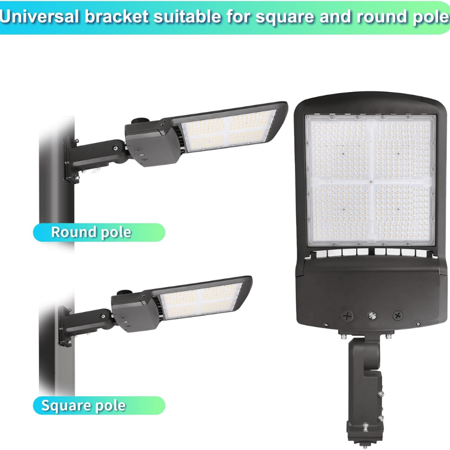 300W/240W/200W LED Parking Lot Lights, Power & CCT Selectable 3000K/4000K/5000K, 45000 Lumens, AC277-480V Shoebox Area Light, IP65 Waterproof, Universal Bracket, UL/DLC Listed