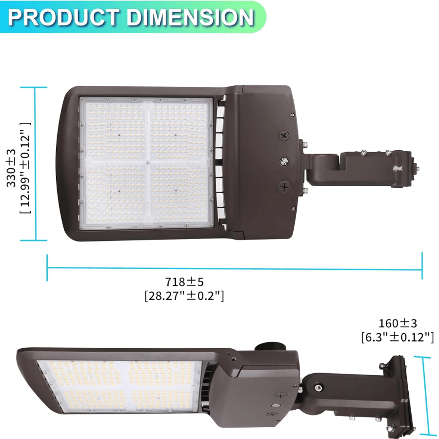 300W/240W/200W LED Parking Lot Lights, Power & CCT Selectable 3000K/4000K/5000K, 45000 Lumens, AC277-480V Shoebox Area Light, IP65 Waterproof, Universal Bracket, UL/DLC Listed