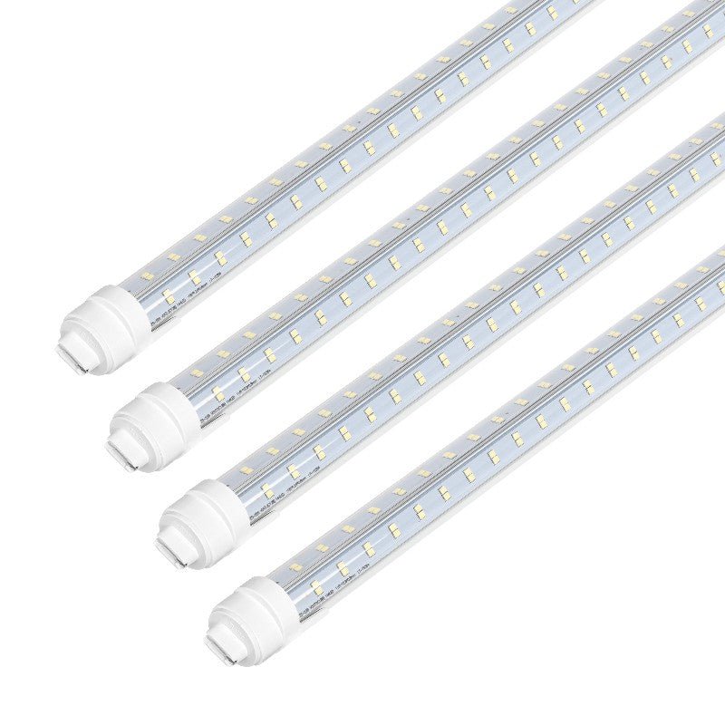 LED Tube Lights, Super Bright 8FT V-Shaped R17D/HO, 80W 10800lm, 270° Angle, 6500K Cool White, 4-Row, Clear Cover, Ballast Bypass, AC100-277V