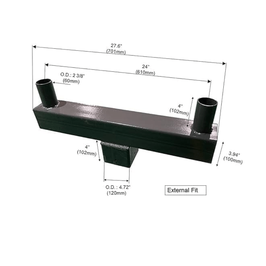 Light Fixture Mounting Bracket - Slip Fitter Tenon Adapter for 2 Lights 3/8 Inch, Street & Parking Lot Area Lights Bullhorn Mount