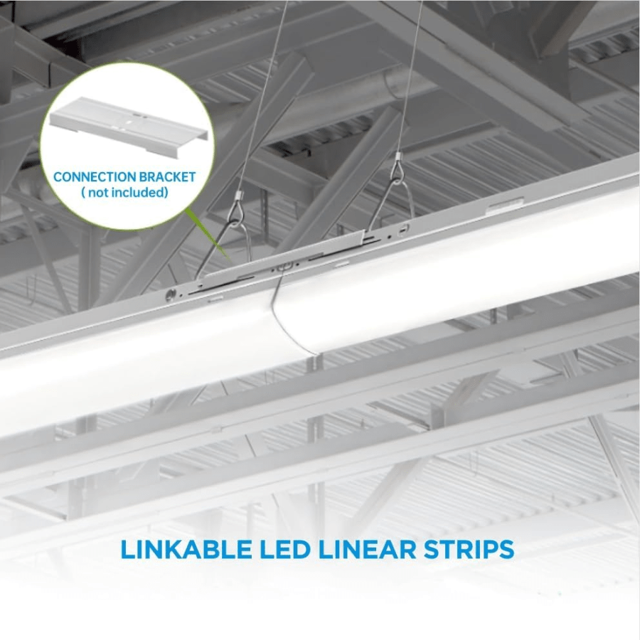 LED Shop Light, 4ft Linear Strip Fixture With 8W Emergency Battery Backup (90 Minutes), Adjustable 20W-50W, 6500LM, 5 Colors 3000K-6500K, ETL Linkable Ceiling Light