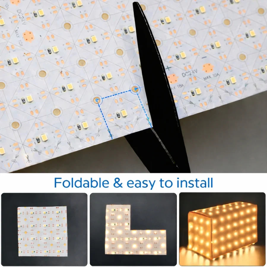 16.4ft x 9.45in Giant LED Sheet Roll 24V Flexible Cuttable Dimmable LED Backlight Panel, 2700K, Paper Thin Plug & Play LED Board for Countertops, Stained Glass & Accent Walls, UL Listed, IP20