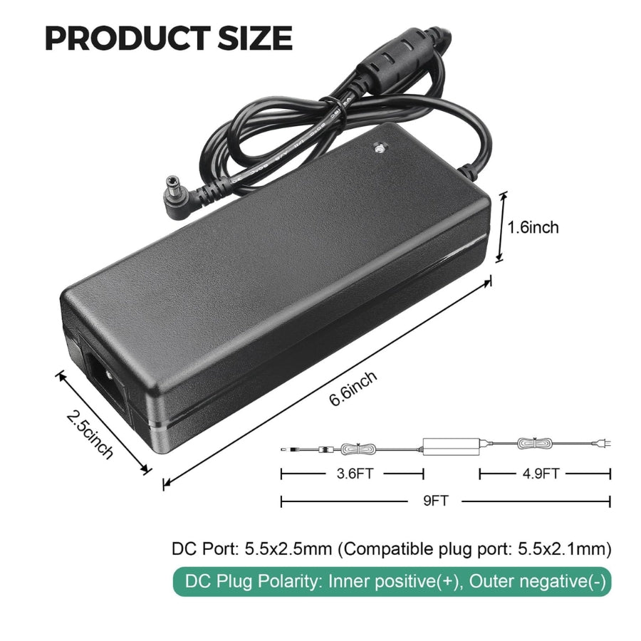 24V DC Power Supply Adapter 6.25A 150W - 100-240V AC to DC Transformer Converter for LED Strip Lights, CCTV, LED Driver Replacement