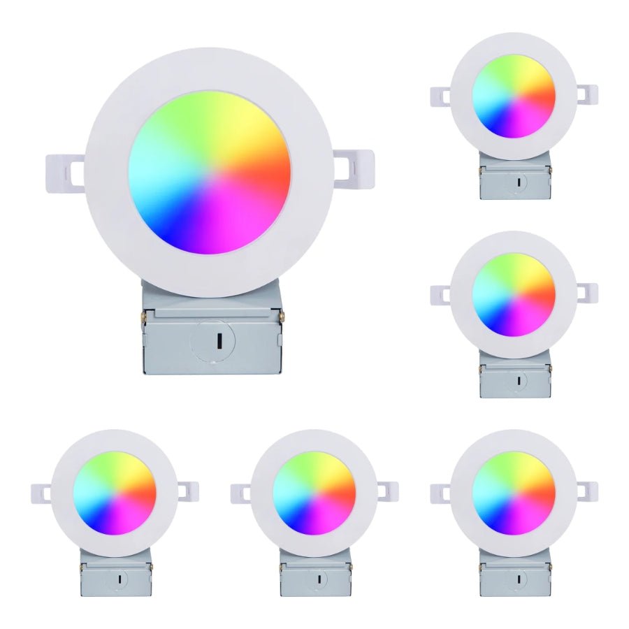4 Inch Smart Recessed Lighting - 9W RGBCW Color Changing LED Downlight with Tuya Smart App & Voice Control