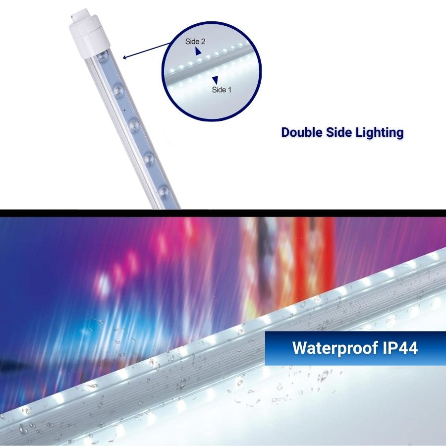 4ft LED Shop Lights, 28W T8 Double-Sided Tube, 6500K Cool White, R17D Rotatable Base, Ballast Bypass - Ideal for Commercial Signs and Indoor Lighting