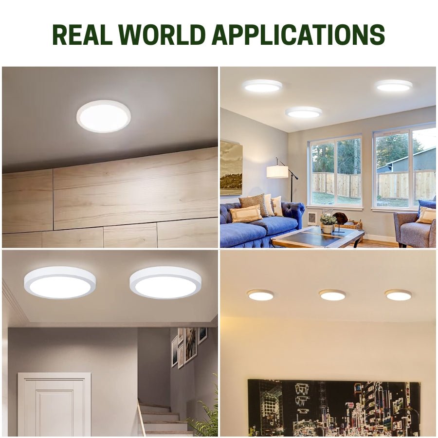 12" Ultra Thin LED Flush Mount Ceiling Light - 24W with 5 Color Temperatures 2700K/3000K/3500K/4000K/5000K - Slim 0.67in Round Surface Mount Fixture - Ideal for Laundry, Closets, Pantries, Hallways & Bathrooms - White Finish