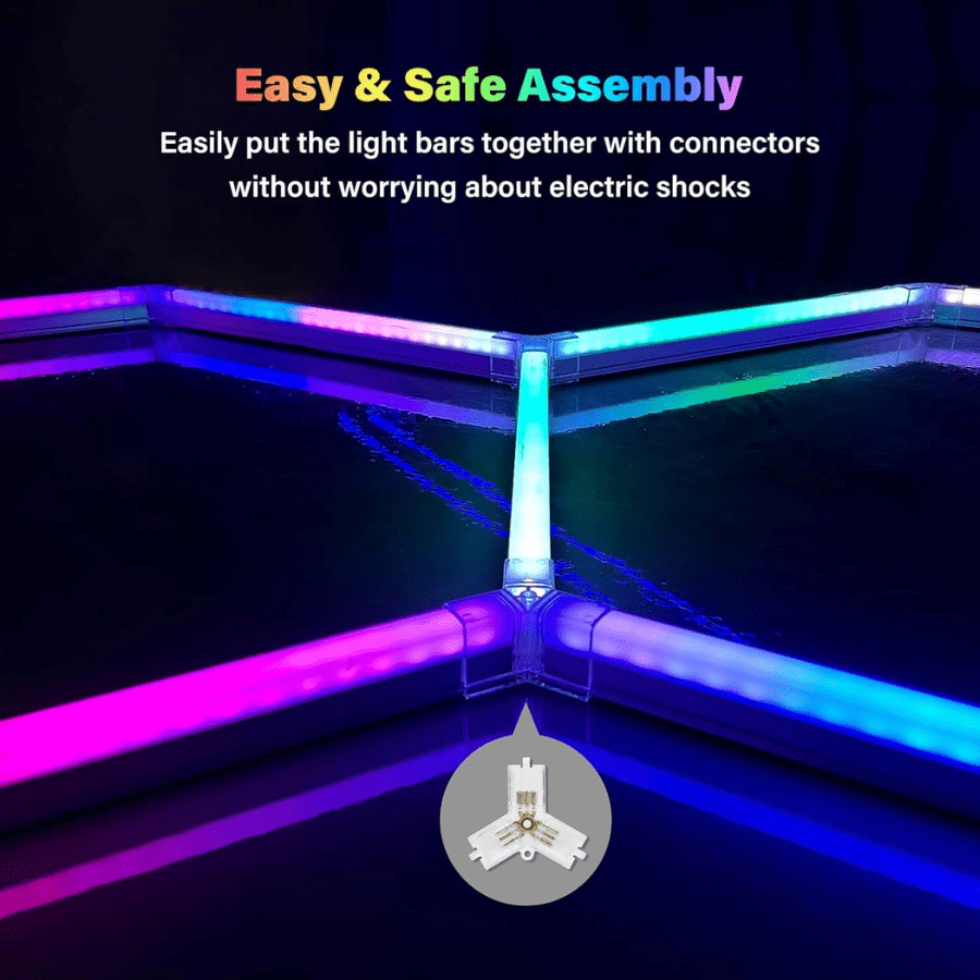 RGB Hexagon LED Garage Lights - 15 Honeycomb LED Ceiling Lights, 358 Color Modes, Remote & Smart App Control, IP54 For Gaming, Gym, Party, Bar, Studios, Hexagon Wall Light
