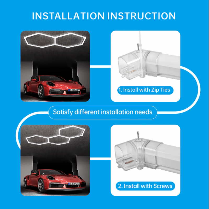 LED Garage Lights - 192W Hexagon LED Shop Ceiling Lamp, 23040LM, 6500K Daylight, Linkable Plug-In Fixture for Workshop, Gym, Car Care, Warehouse, LED Lighting for Garage Ceiling