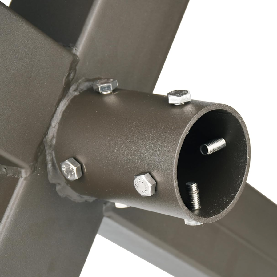 90 Degrees Bullhorn Tenon with 4 Arms Adapter, Mouting for 4 Light fixtures with Round Pole, Brown Color, Mouting Bracket LED Parking lot Lights, Outdoor LED Shoebox Pole Lights