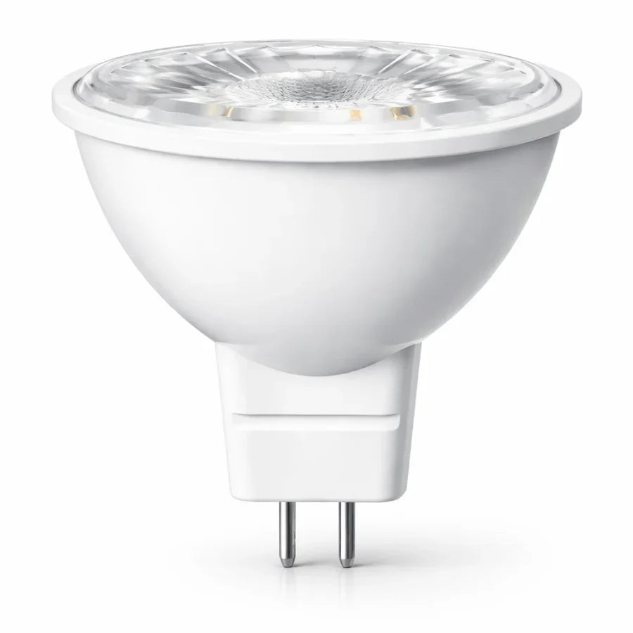 LED MR16 Bulb, 5W (35W Halogen Equivalent), 300 Lumens, 3000K Warm White, 40° Flood Beam, Dimmable, 12V Low Voltage, GU5.3 Base, UL Damp Rated, Accent & Task Lighting