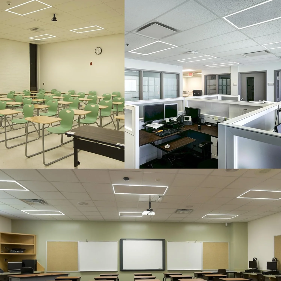 2x4 FT Edge-Lit Frame And T-Grid LED Panel Lights,5CCT Selectable 3000K-6500K, 5200/6500/7800LM,40W/50W/60W Switch, Grid Drop Ceiling Lights,0-10V Dimmable,Damp Rated,100-277V,ETL Listed DLC Premium