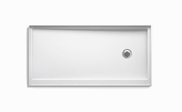 60 x 32 in. Shower Base with Right Trench Drain, White
